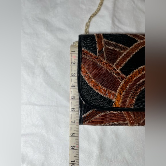 Vintage Bags By Varon, Snakeskin Brown Black Shoulder Bag - Picture 7 of 12